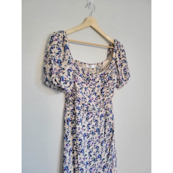 ASTR the Label Ditsy Floral Square Neck Bubble Sleeve Midi Dress - Picture 6 of 12